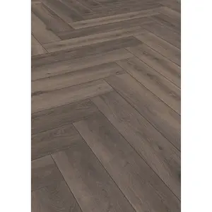 Herri Ferrara Oak D3860 Brown Herringbone Effect 8mm Thick Laminate Flooring For Home (All Rooms) 1.238 m²Per Pack