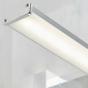 LED Bathroom Wall Light 8W Cool White IP44 Chrome Over Cabinet Bar Strip Lamp