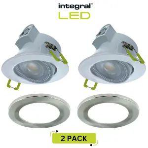 LED Downlights IP44 Tiltable 5.5W 550LM 3000/4000/6500K Switchable CCT Dimmable - Satin  (2 Pack)