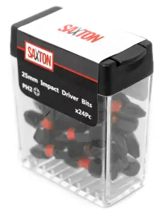 Saxton 24x PH2 - 25mm Impact Duty Phillips Screwdriver Drill Driver Bits Sets Tic Tac Box