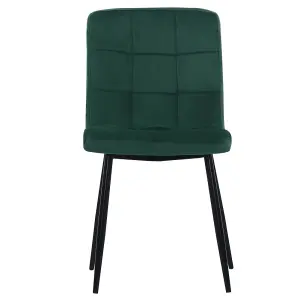 Set of 4 Green Dining Chairs Set Matte Velvet Kitchen Chair Accent Chair for Living Room Kitchen