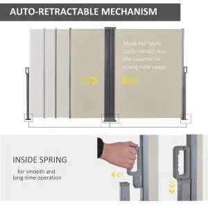 Outsunny Retractable Double Side Awning Screen Fence Privacy Beige, 6x1.6m