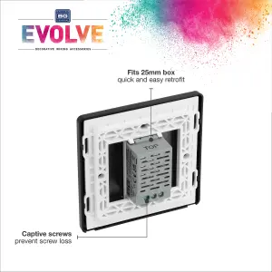 BG Evolve PCDMBTDM1B Matt Black 1 Gang 200W Dimmer-Black Insert