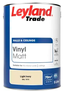 Leyland Trade Vinyl Matt Walls & Ceilings Emulsion Paint Light Ivory (RAL 1015) 5L