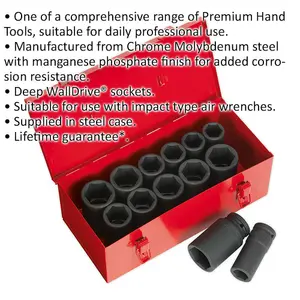 Premium 13 Piece Impact Socket Set - 3/4 Inch Drive Deep Sockets for High Torque Applications