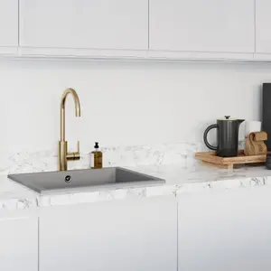 GoodHome Berberis Matt White Quartz effect Laminate Kitchen Upstand (L)3000mm