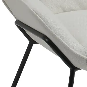 Linen Armchair with Metal Legs and Backrest for Bedroom Office Beige