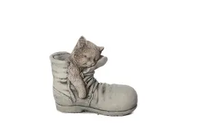 Cat in Shoe Stone Garden Ornament