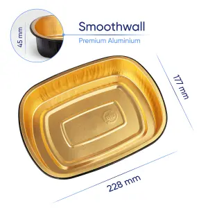 10 Pk Coppice Strong Gold & Black Aluminium Foil Trays for Baking, BBQ & Serving 23 x 18 x 4.5cm Freezer, Microwave & Oven Safe