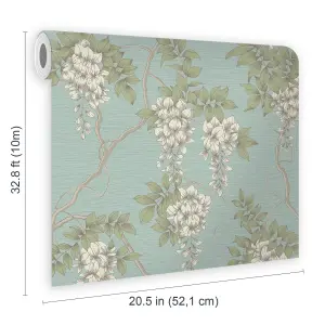 Supefresco Easy Wisteria Duck Egg Blue Wallpaper