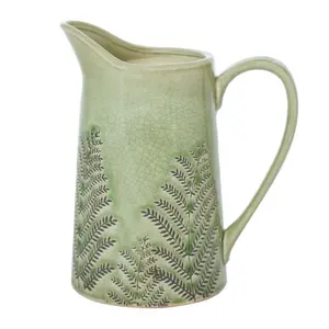 Sage Green Hallway Room Table Decor Ceramic Pitcher Jug Flower Vase