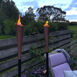 Outdoor Copper Oil Torch - Garden Patio Lighting - Garden Tiki Torch on Pole - Metal Garden Torch