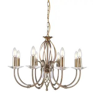 Elstead Aegean 8 Light Chandelier Aged Brass Finish, E14