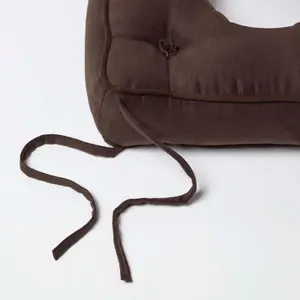 Homescapes Chocolate Faux Suede Coccyx Cushion with Ties