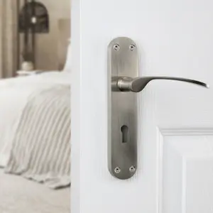 Sandleford Denton Door Handle Lock Lever Set - Brushed Nickel