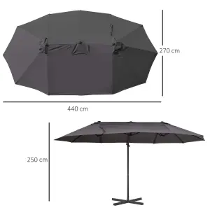 Outsunny Double Canopy Offset Parasol Umbrella Garden Shade Steel Grey