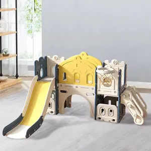 3 in 1 Kids Children Toddler Slide Set Play Set with Storage Place&Basket Hoop W 1900 x D 1650 x H 1060 mm