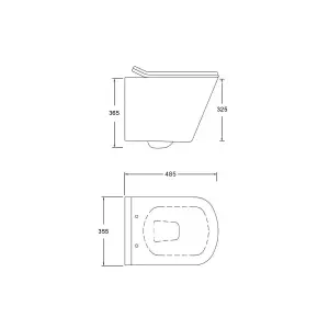 Bubly Bathrooms™ Square Rimless Wall Hung Toilet & 0.74m Low Height Concealed Cistern Frame - Brushed Brass Plate