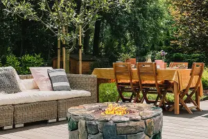 Centurion Supports Fireology KALUYA Bronze Lavish Garden and Patio Fire Pit with Eco-Stone Finish - Fully Assembled