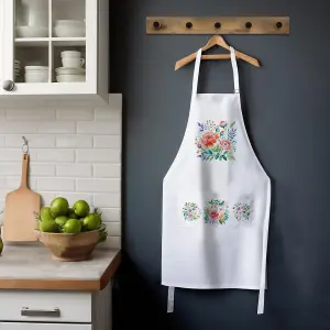 Purely Home Floral Bouquet Apron - Cooking & Baking Kitchen Gift for Mother's Day