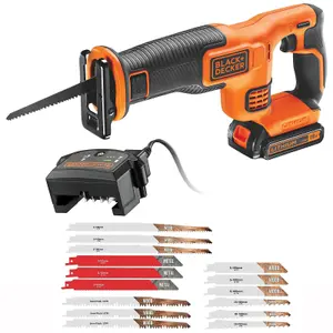 Black and Decker 18v Cordless Reciprocating Saw  BDCR18 1 x 1.5ah + x15 Blades