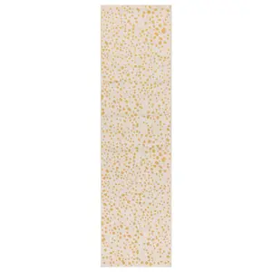 Yellow Dotted Modern Rug Easy to clean Dining Room-66 X 240cm (Runner)