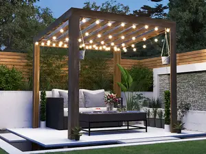 Dunster House Pergola with Roof 2.5m x 2.5m Pressure Treated Wooden Shelter Terracube