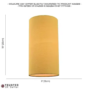 Contemporary and Stylish Mustard Ochre Linen Fabric Tall Cylindrical Lampshade