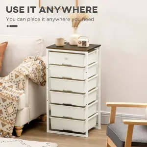 HOMCOM Chest of Drawers, 6 Drawer Unit Storage Chest Bedroom Living Room White