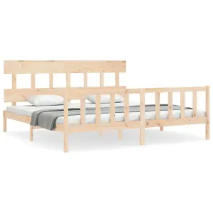 Berkfield Bed Frame with Headboard Super King Size Solid Wood