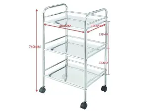 LUCY 3 TIER BATHROOM/KITCHEN/BEAUTY SALON STORAGE TROLLEY