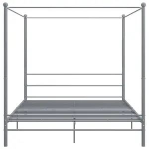 Berkfield Canopy Bed Frame Grey Metal 180x200 cm 6FT Super King