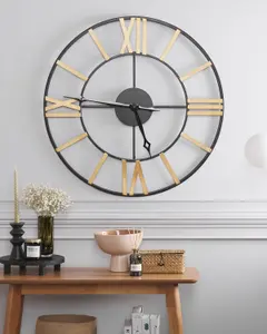 Beliani Traditional Wall Clock VALSOT Metal Gold