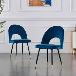 Zackery Velvet Upholstered Dining Chair (Set of 2) Dark Blue