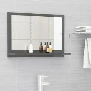 Dorlene Framed Wall Mounted Bathroom Mirror High Gloss Grey / 60 cm