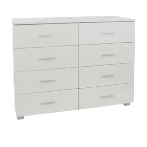 Lido 4+4 drawer wide chest of drawer, White