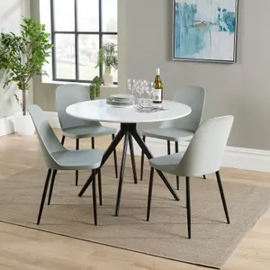 Core Products Aspen White 100cm Round Dining Table with 4 Grey Plastic Duo Design Chairs