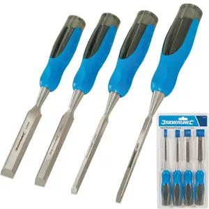 Silverline 4pc Wood Bevel Edge Carpentry Joiner Woodwork Chisel Expert Set