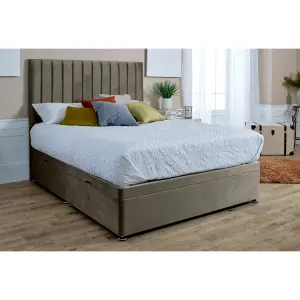 Sophia Divan Ottoman Plush Bed Frame With Lined Headboard - Grey