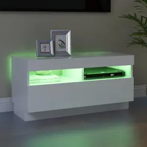 Berkfield TV Cabinet with LED Lights White 80x35x40 cm