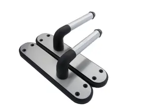 Marina Door Handle Two Tone Latch Lever - Matt Black and Satin by Betley Butterfly