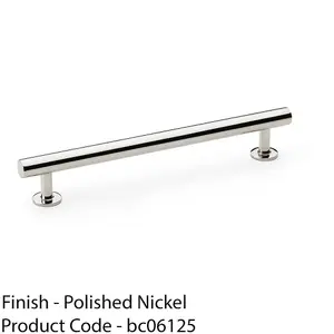 Round T Bar Pull Handle - Polished Nickel 160mm Centres SOLID BRASS Drawer Door