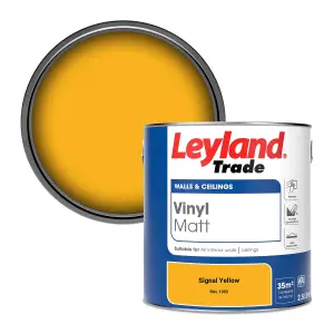 Leyland Trade Vinyl Matt Walls & Ceilings Emulsion Paint Signal Yellow (RAL 1003) 2.5L