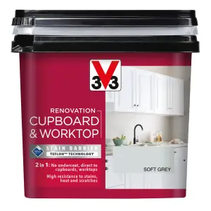 V33 Renovation Soft Grey Satinwood Cupboard & cabinet paint, 750ml