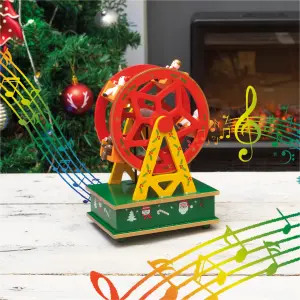 Home Festive Wooden Christmas Musical Ferris Wheel Music Box Ornament