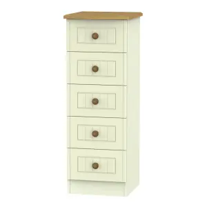 Warwick Ready assembled Matt cream oak effect 5 Drawer Chest of drawers (H)1075mm (W)395mm (D)415mm