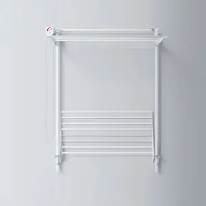 Wall Plus 100, Wall mounted upright dryer, retractable and foldable, White 108x137x52 cm