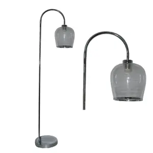 First Choice Lighting Francine Chrome Arched Floor Lamp with Bubble Glass Shade