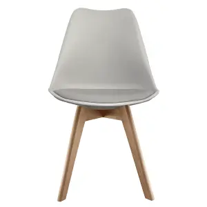 Soho Light grey Plastic Dining Chair with Squared Light Wood Legs