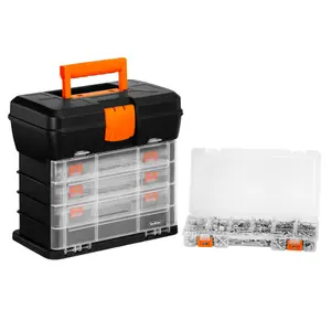 VonHaus Utility Tool Box Storage Organiser Case with 4 Drawers & Adjustable Dividers